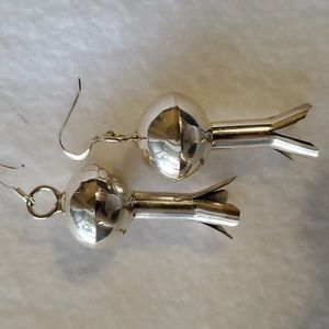 Monica Smith Squash Blossom Sterling Earrings Navajo